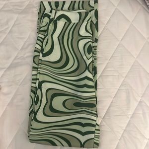 Green tie dye flare pants